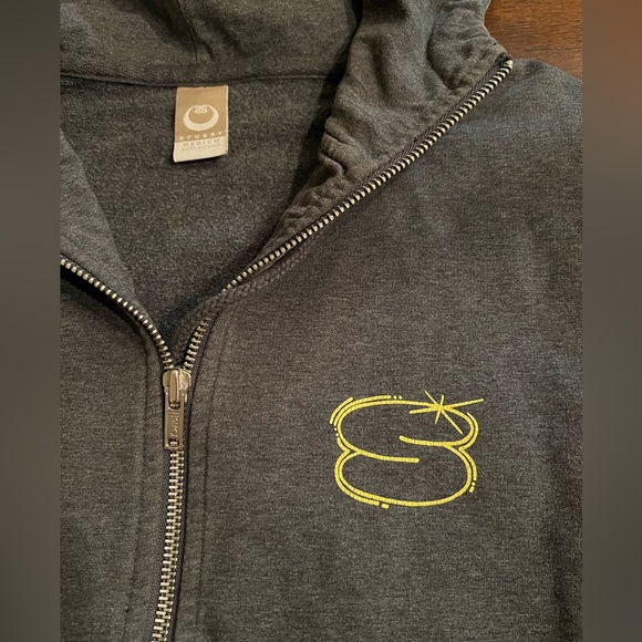 Stussy Vintage Streetwear Dark Gray Hoodie Boys Medium 10 12 Full Zip Hoodie! - Picture 4 of 9